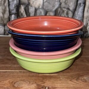 Lot of 4 HLC Fiesta Classic Medium Cereal/Soup Bowls Persimmon Lime Rose Cobalt